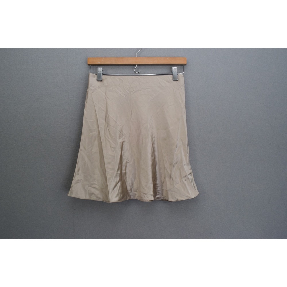 Quince Washable Silk Mini Skirt Small Champagne Satin A-Line Women New